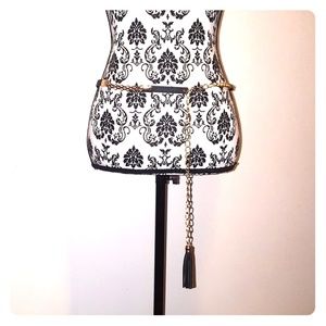 Black and Gold Belt with leather tassel